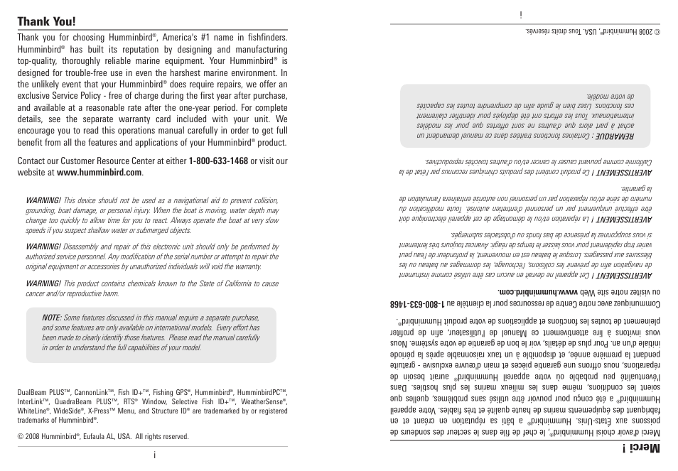 Me rc i | Humminbird 787c2i User Manual | Page 2 / 170