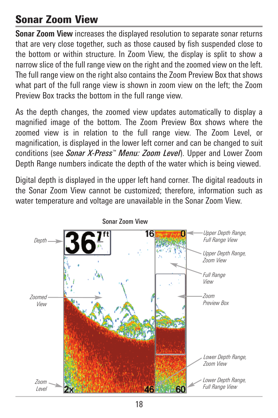 Sonar zoom view | Humminbird 787c2i User Manual | Page 27 / 170