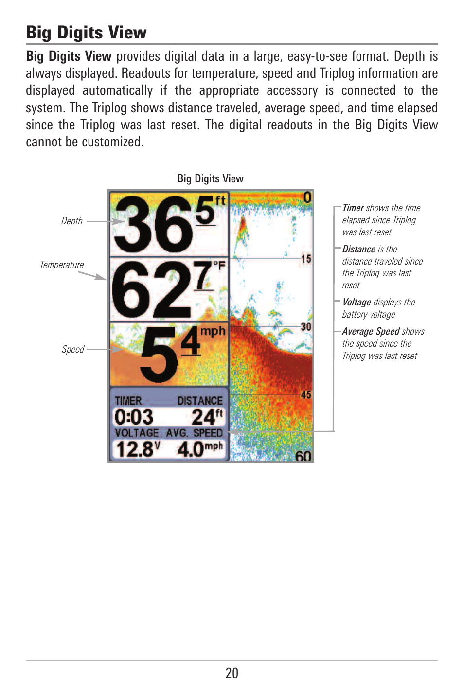 Big digits view | Humminbird 787c2i User Manual | Page 29 / 170