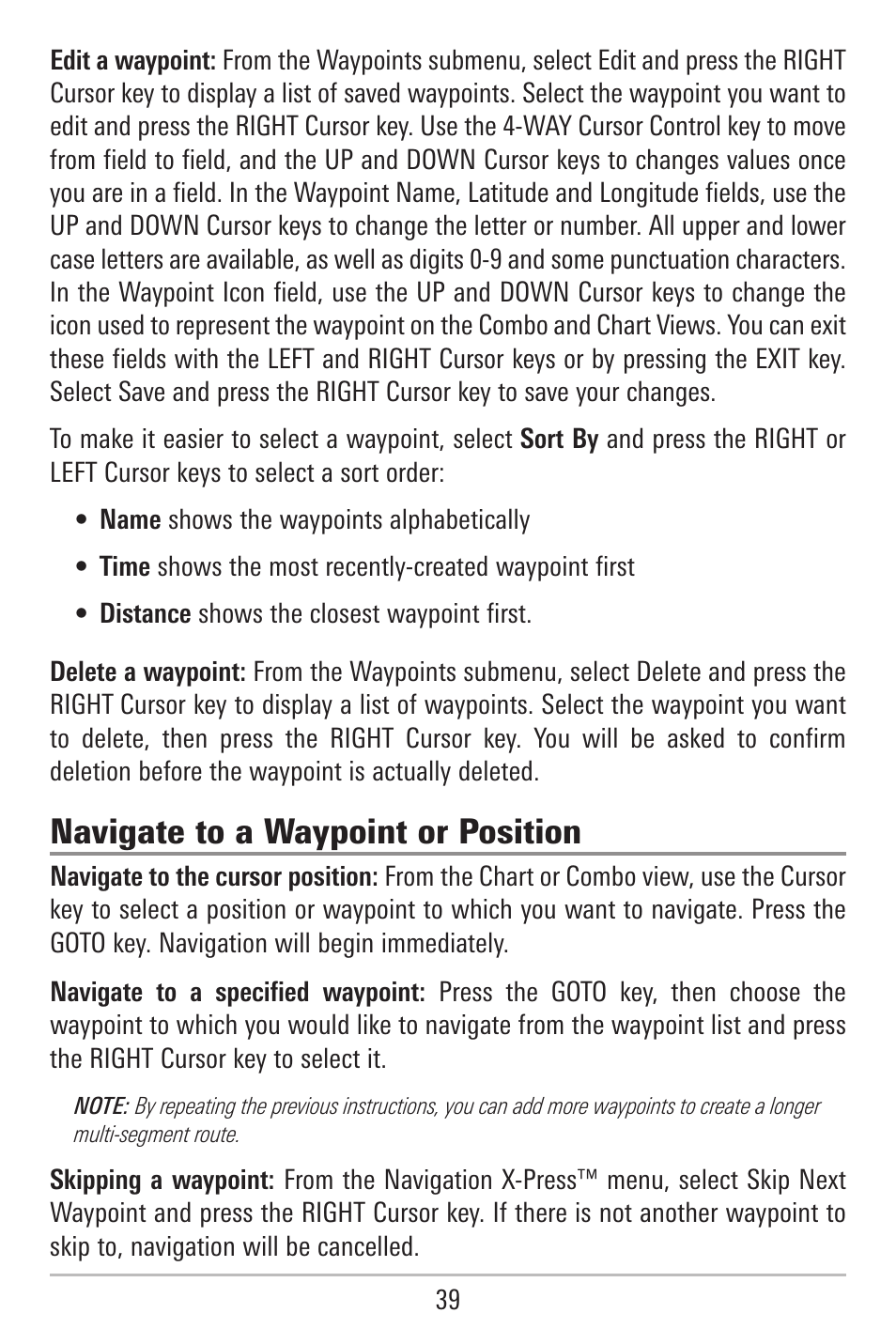 Navigate to a waypoint or position | Humminbird 787c2i User Manual | Page 48 / 170