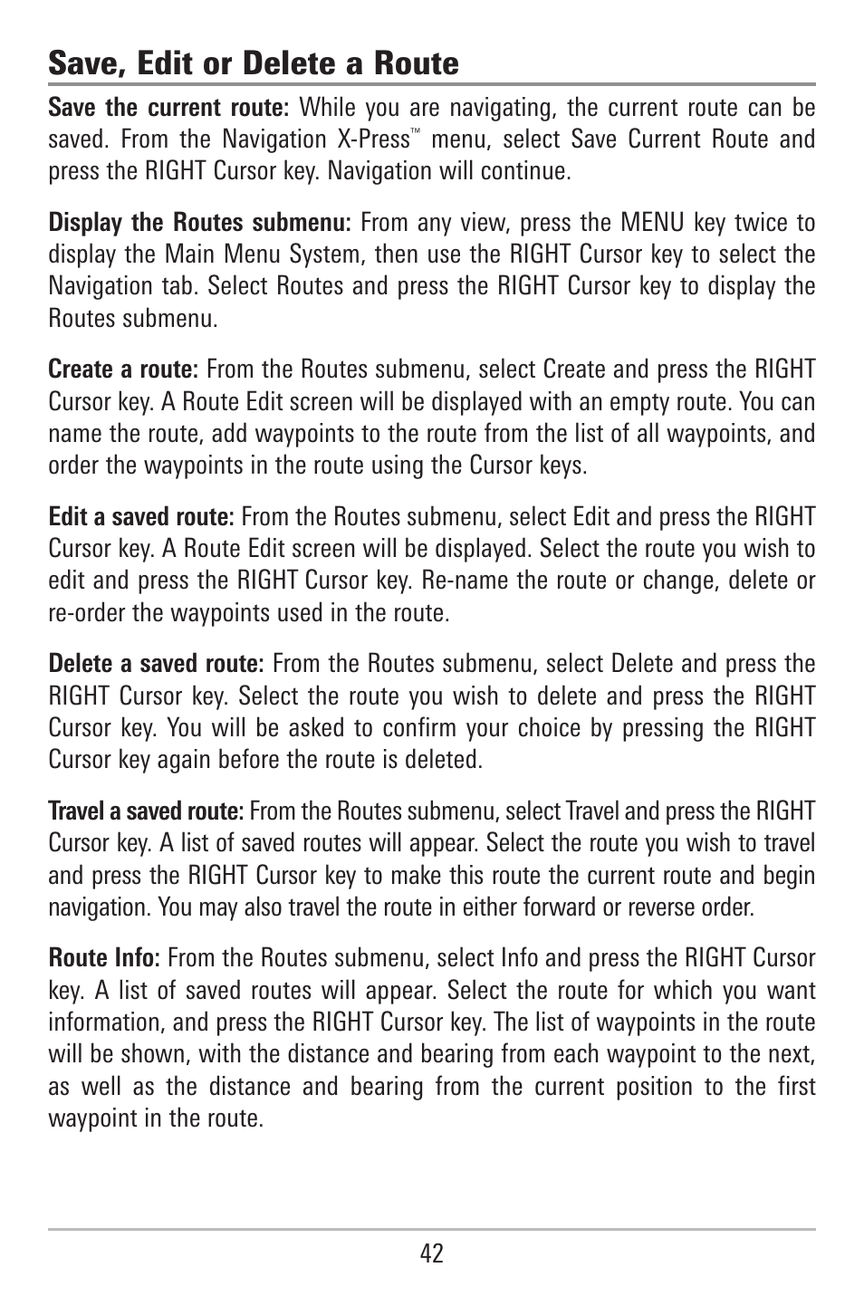 Save, edit or delete a route | Humminbird 787c2i User Manual | Page 51 / 170