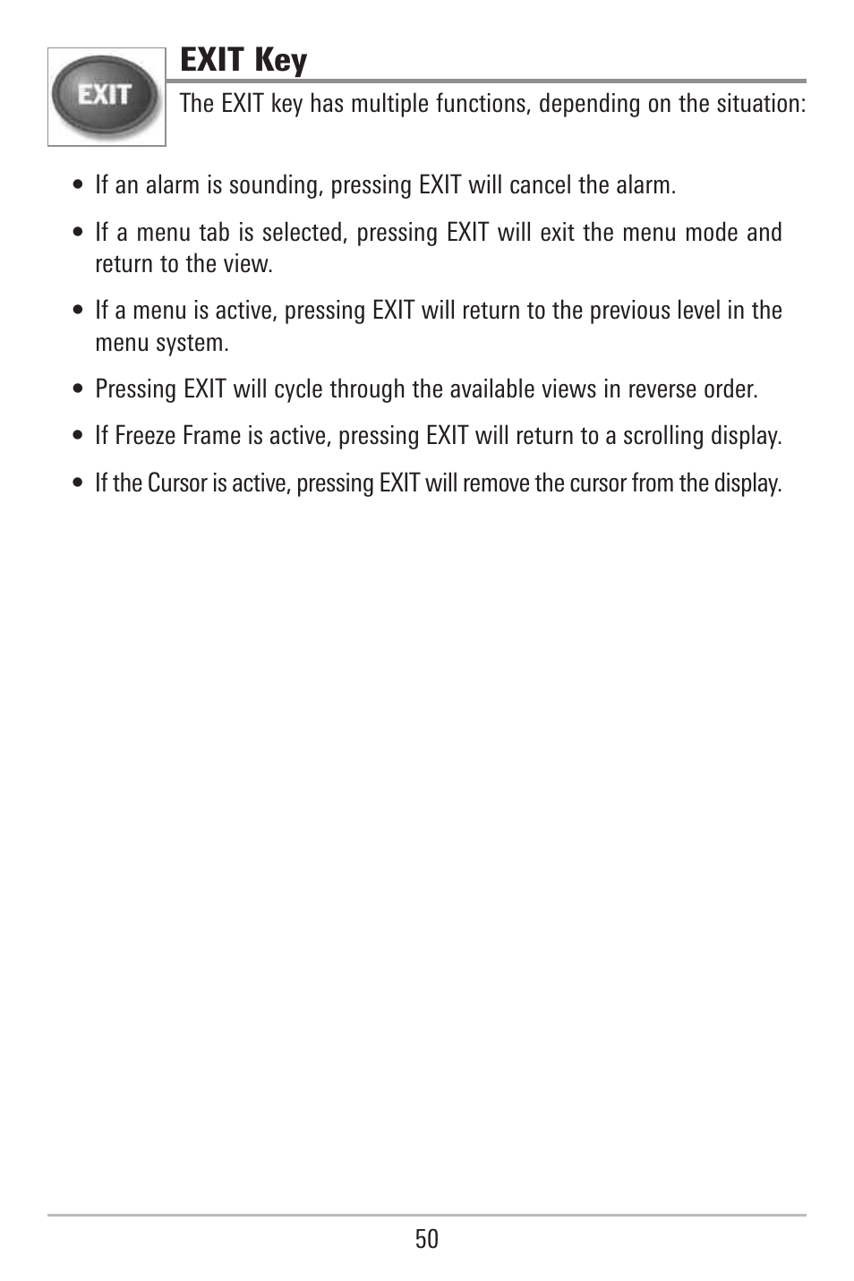 Exit key | Humminbird 787c2i User Manual | Page 59 / 170