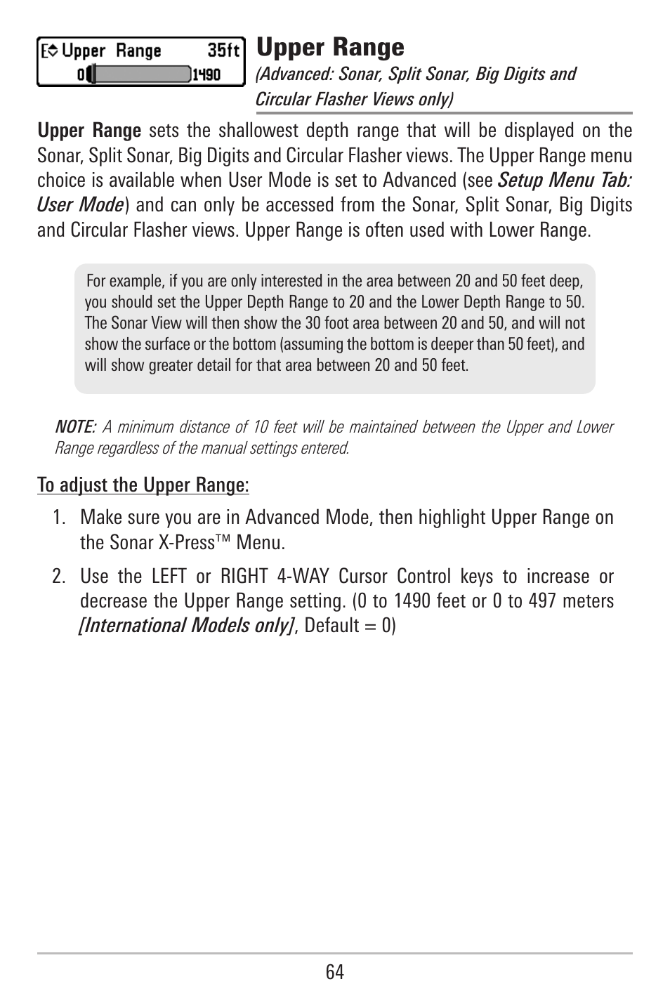Upper range | Humminbird 787c2i User Manual | Page 73 / 170
