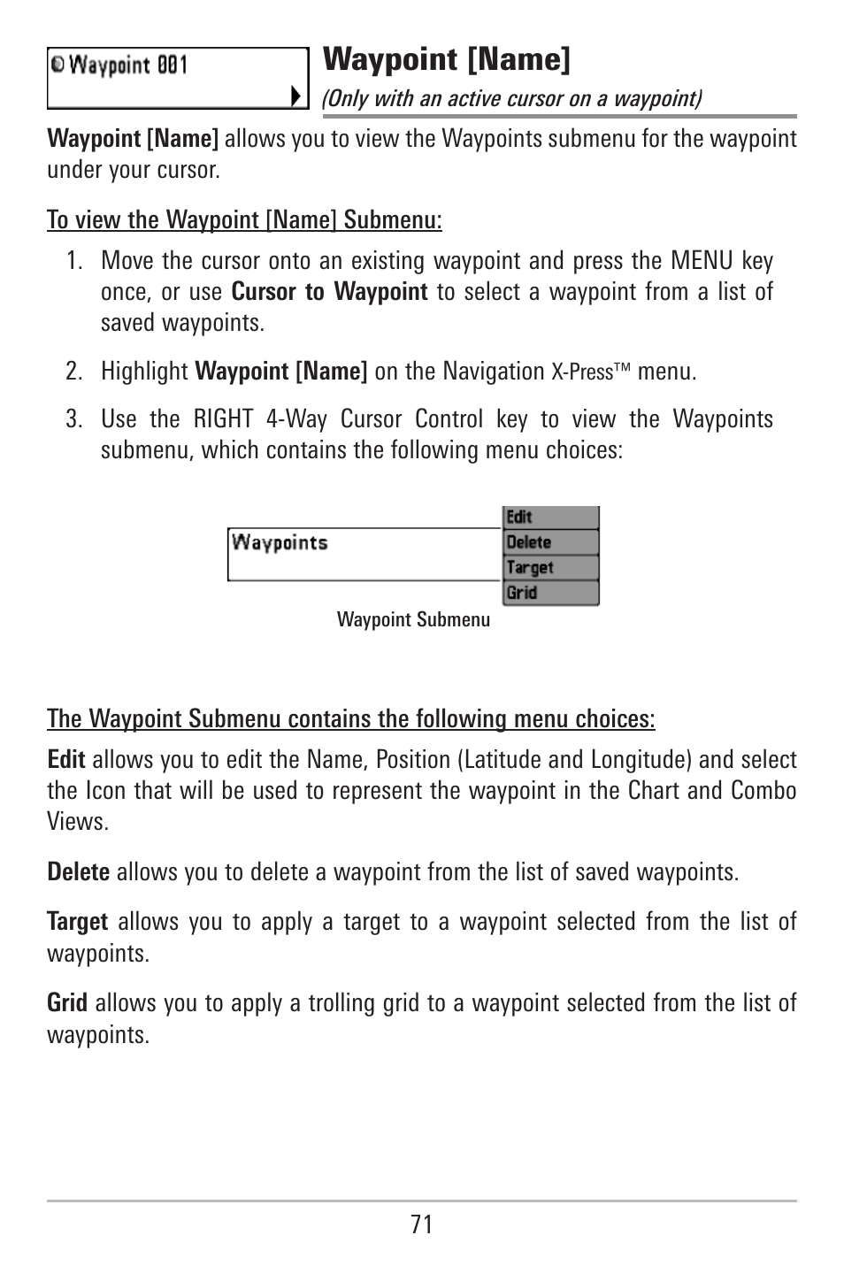 Waypoint [name | Humminbird 787c2i User Manual | Page 80 / 170