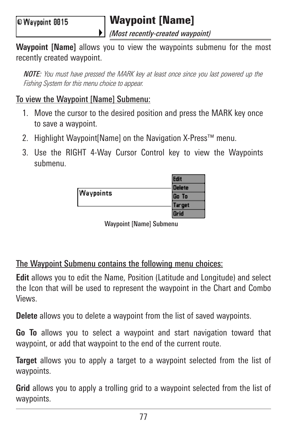 Waypoint [name | Humminbird 787c2i User Manual | Page 86 / 170