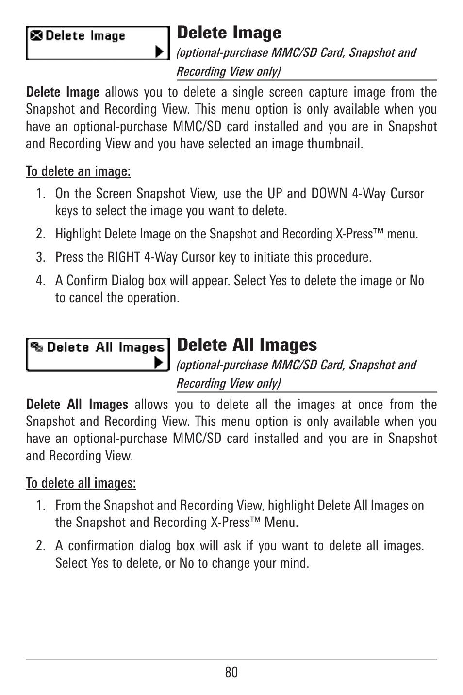 Delete image, Delete all images | Humminbird 787c2i User Manual | Page 89 / 170