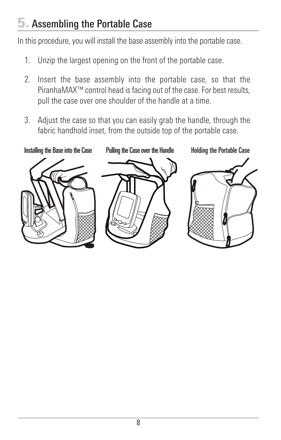Assembling the portable case | Humminbird PIRANHAMAX 190CPT User Manual | Page 14 / 44