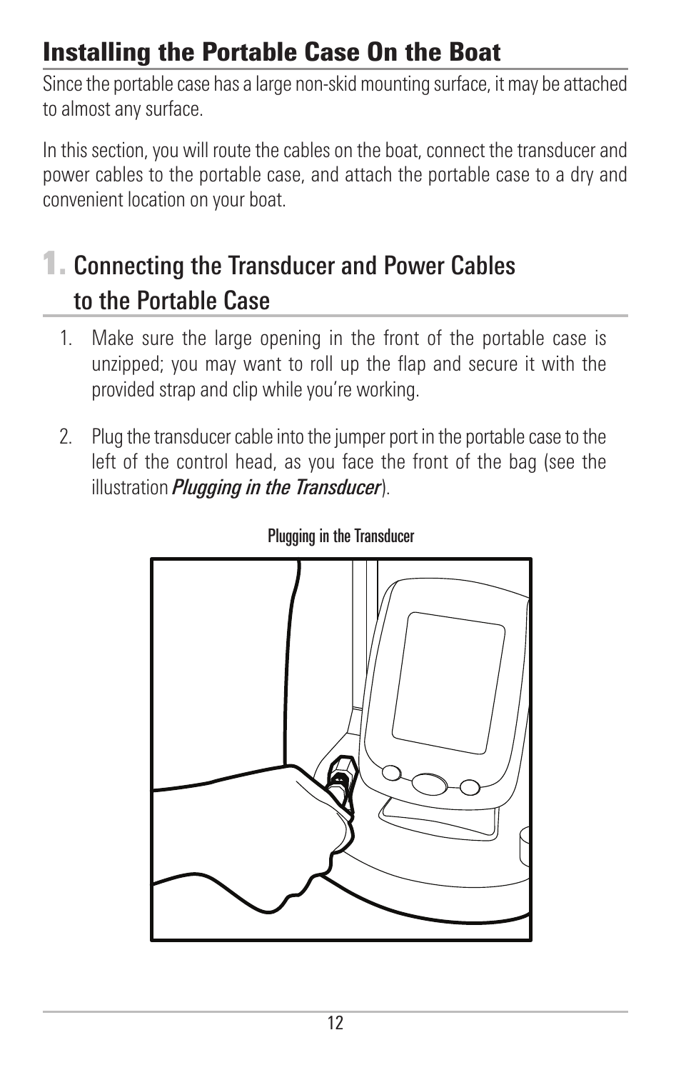 Installing the portable case on the boat | Humminbird PIRANHAMAX 190CPT User Manual | Page 18 / 44