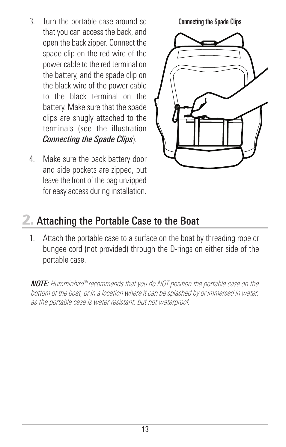 Attaching the portable case to the boat | Humminbird PIRANHAMAX 190CPT User Manual | Page 19 / 44