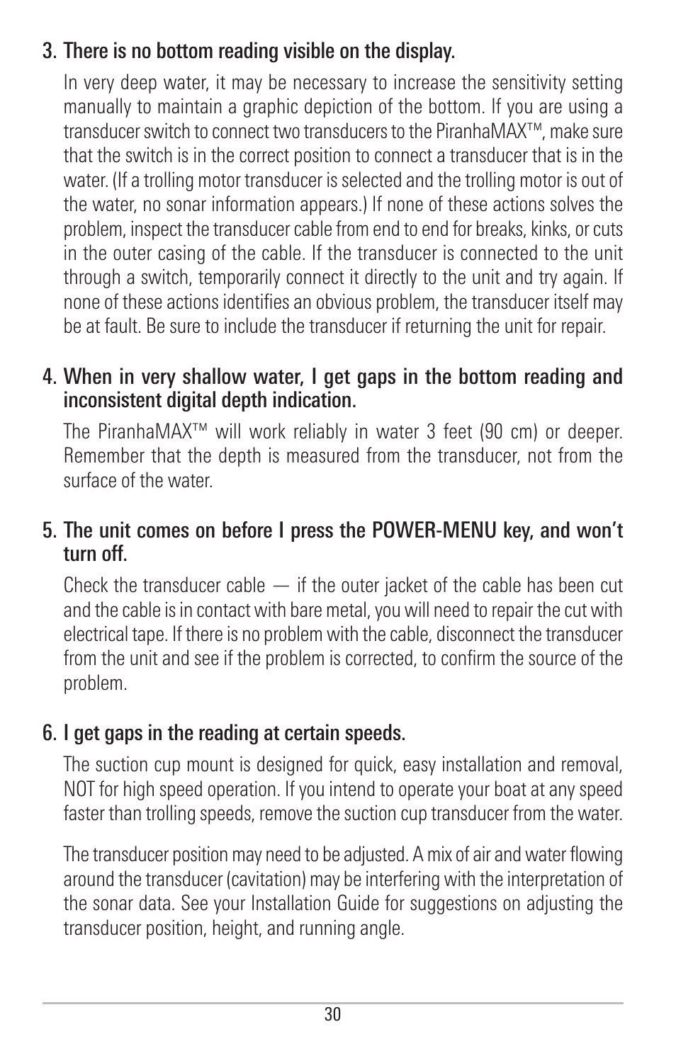 Humminbird PIRANHAMAX 190CPT User Manual | Page 36 / 44