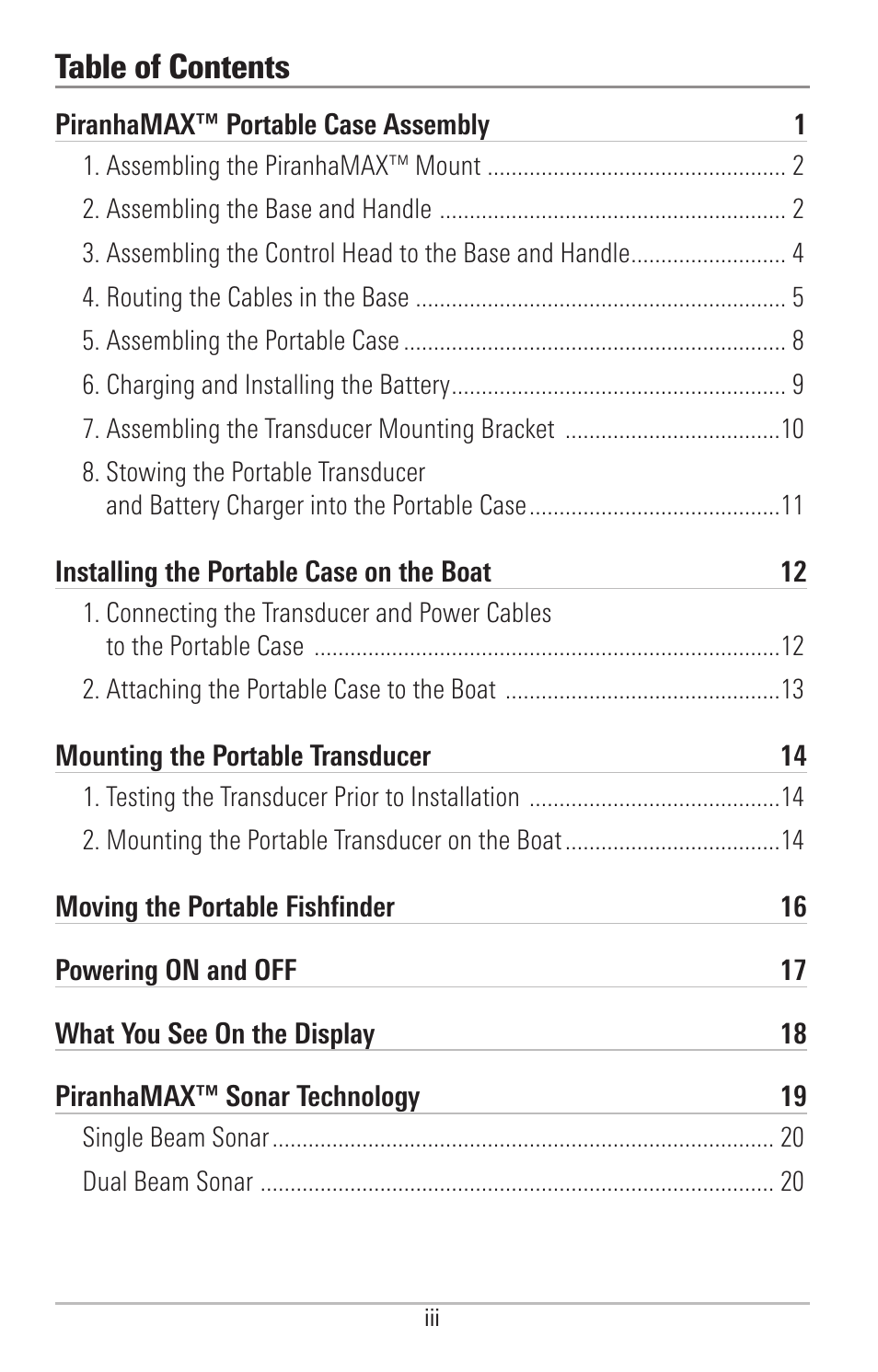 Humminbird PIRANHAMAX 190CPT User Manual | Page 4 / 44