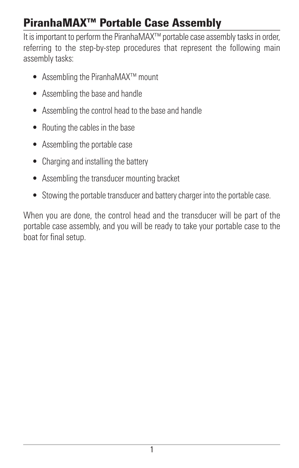 Piranhamax™ portable case assembly | Humminbird PIRANHAMAX 190CPT User Manual | Page 7 / 44