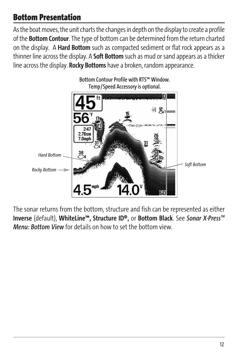 Bottom presentation | Humminbird Matrix 20 User Manual | Page 17 / 60