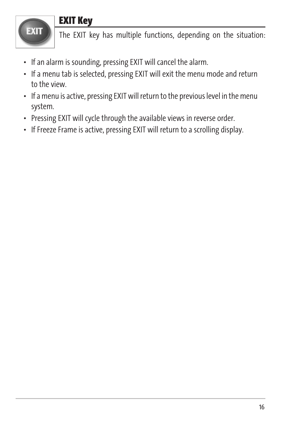 Exit key | Humminbird Matrix 20 User Manual | Page 21 / 60
