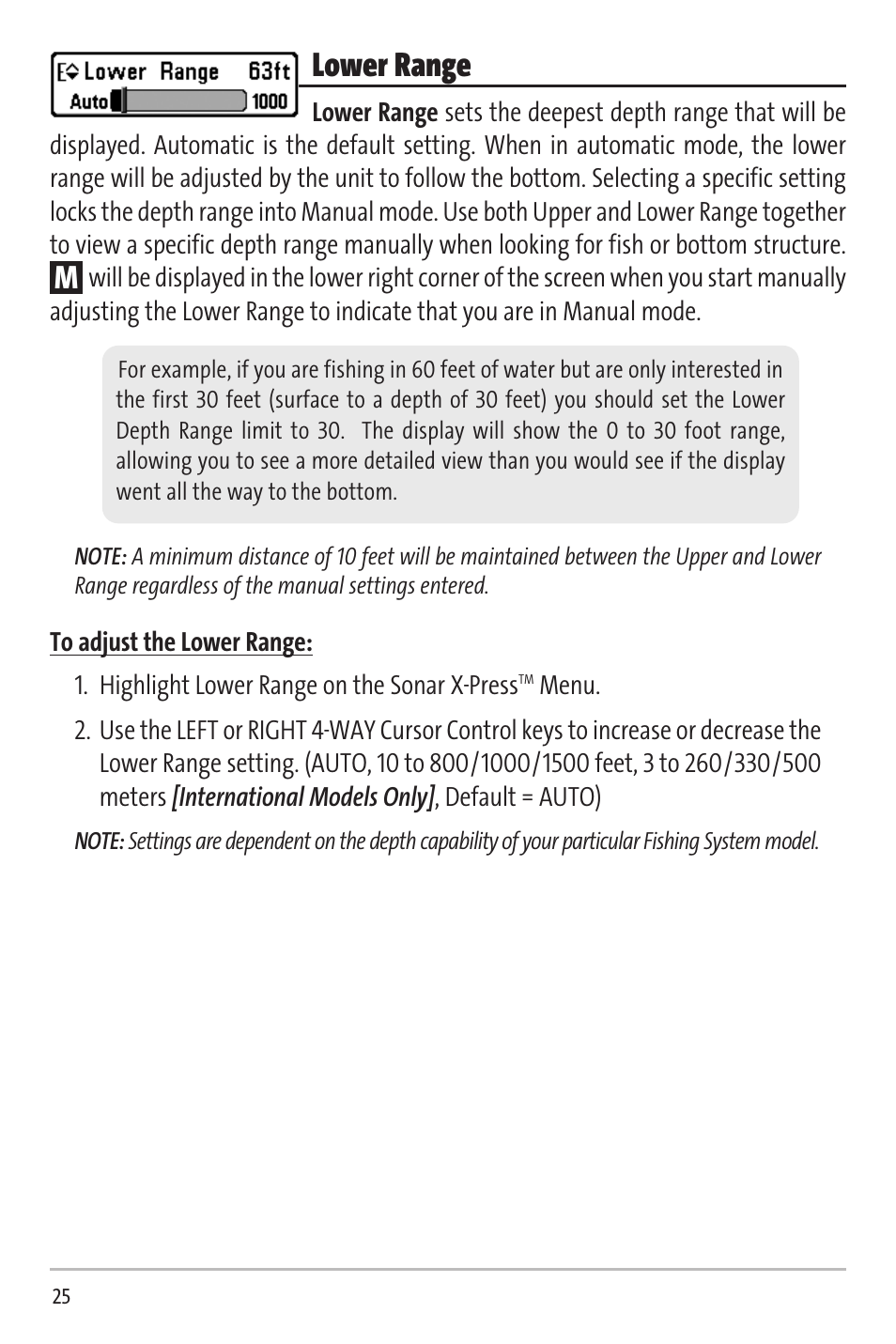 Lower range | Humminbird Matrix 20 User Manual | Page 30 / 60