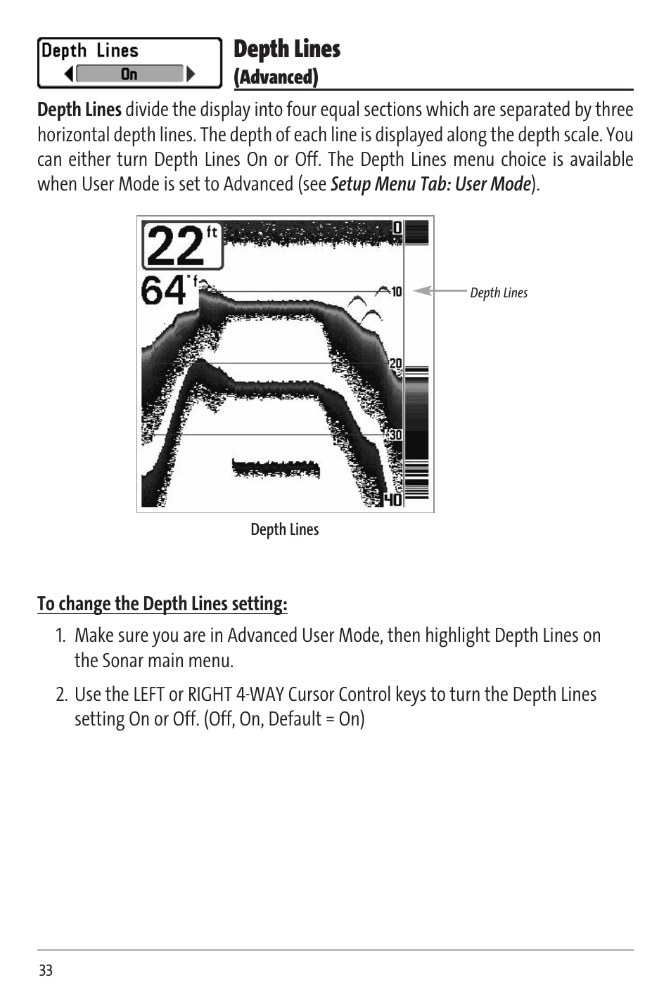 Depth lines | Humminbird Matrix 20 User Manual | Page 38 / 60