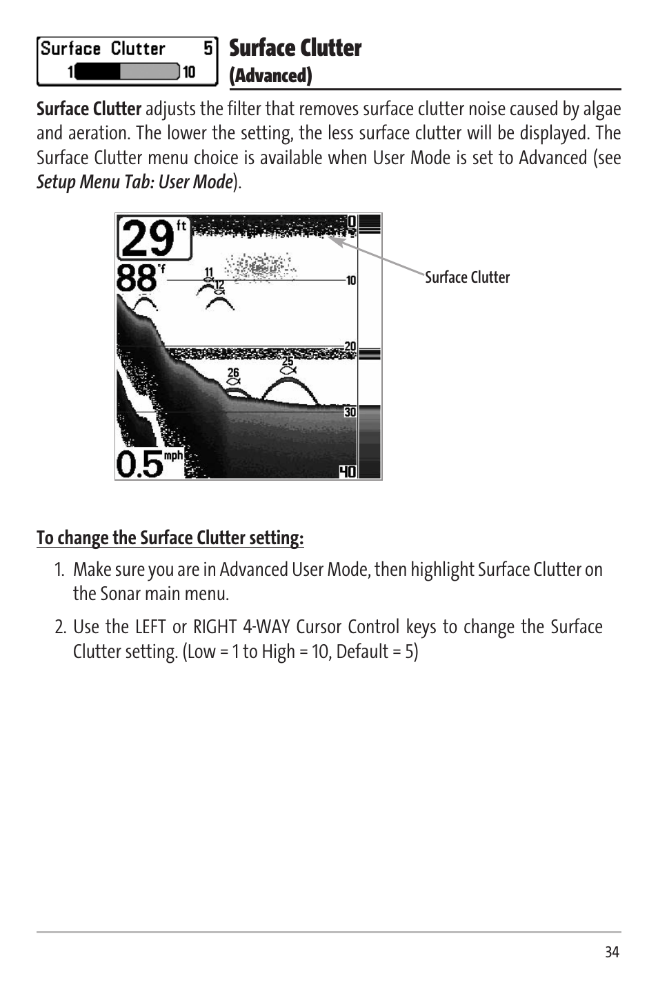 Surface clutter | Humminbird Matrix 20 User Manual | Page 39 / 60