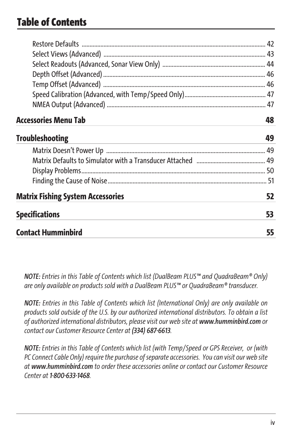 Humminbird Matrix 20 User Manual | Page 5 / 60