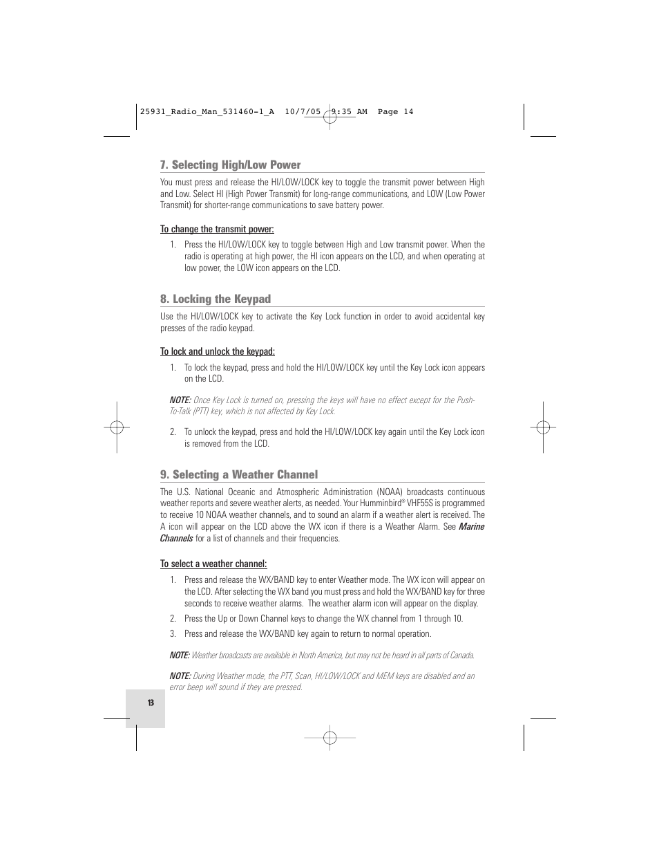 Humminbird VHF55S User Manual | Page 14 / 32