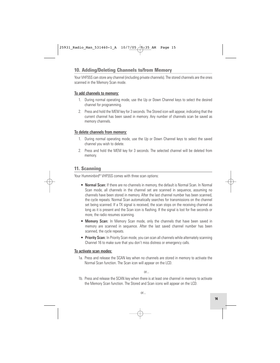 Humminbird VHF55S User Manual | Page 15 / 32