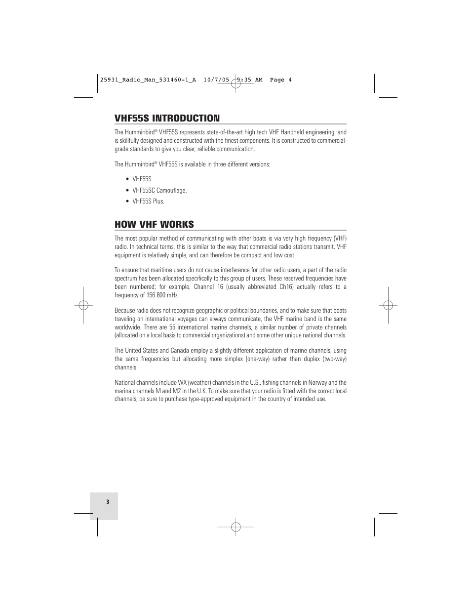 Vhf55s introduction, How vhf works | Humminbird VHF55S User Manual | Page 4 / 32
