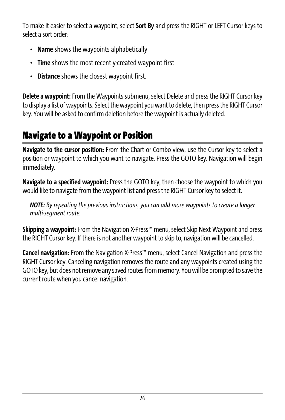 Navigate to a waypoint or position | Humminbird 531427-1_D User Manual | Page 33 / 119