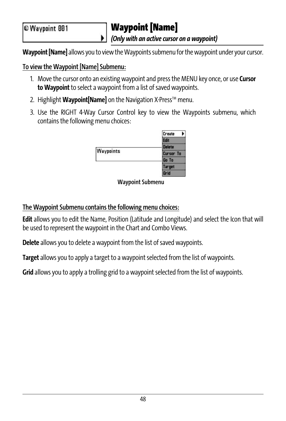 Waypoint [name | Humminbird 531427-1_D User Manual | Page 55 / 119