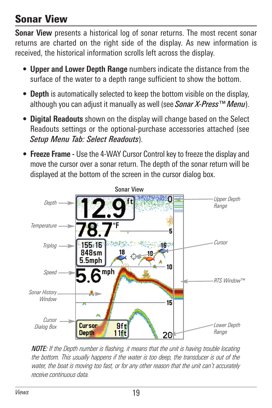 Sonar view | Humminbird 300 SERIES 345C DI User Manual | Page 28 / 94