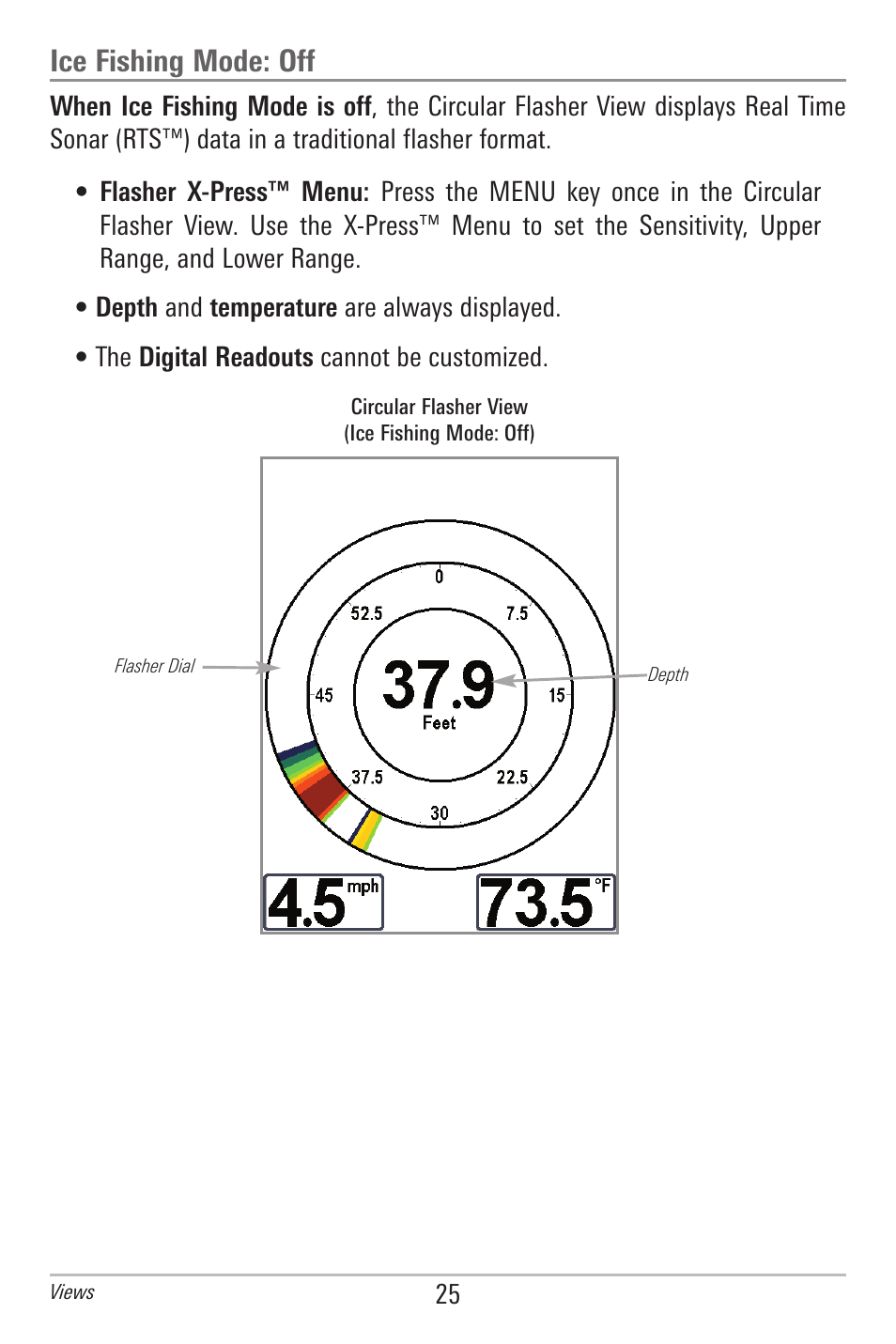 Ice fishing mode: off | Humminbird 300 SERIES 345C DI User Manual | Page 34 / 94