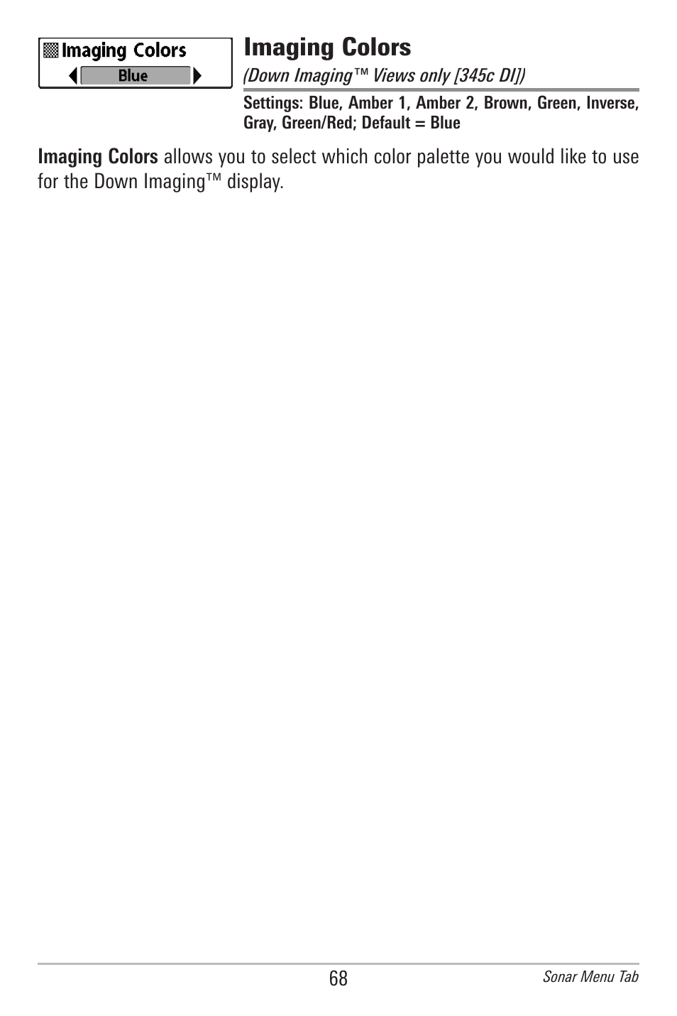 Imaging colors | Humminbird 300 SERIES 345C DI User Manual | Page 77 / 94