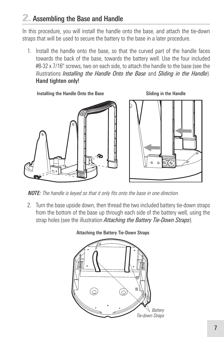 Assembling the base and handle | Humminbird ICE 35 User Manual | Page 11 / 44