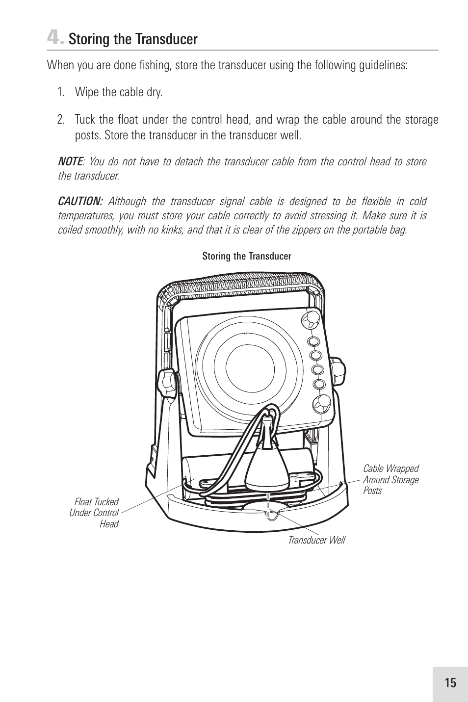 Storing the transducer | Humminbird ICE 35 User Manual | Page 19 / 44