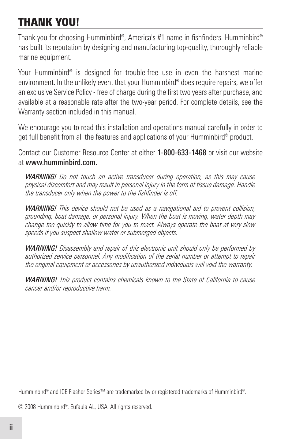 Humminbird ICE 35 User Manual | Page 2 / 44