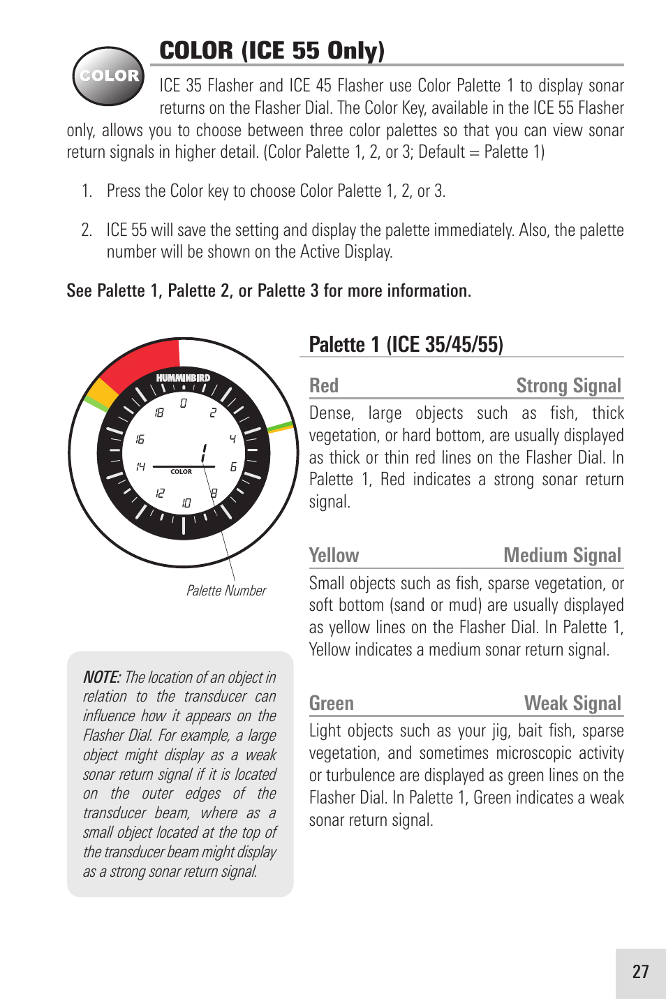 Color (ice 55 only) | Humminbird ICE 35 User Manual | Page 31 / 44