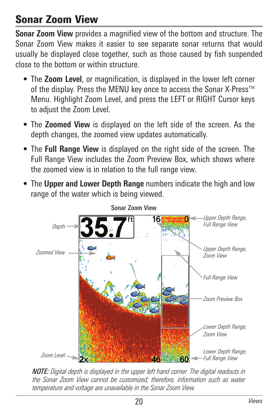 Sonar zoom view | Humminbird 596C HD DI User Manual | Page 29 / 96