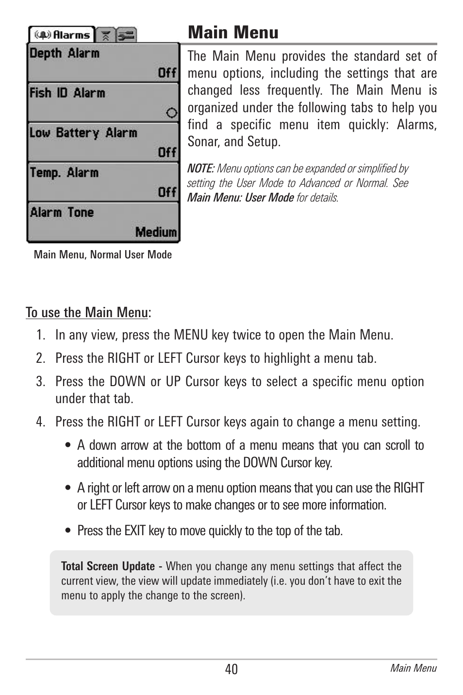 Main menu | Humminbird 596C HD DI User Manual | Page 49 / 96