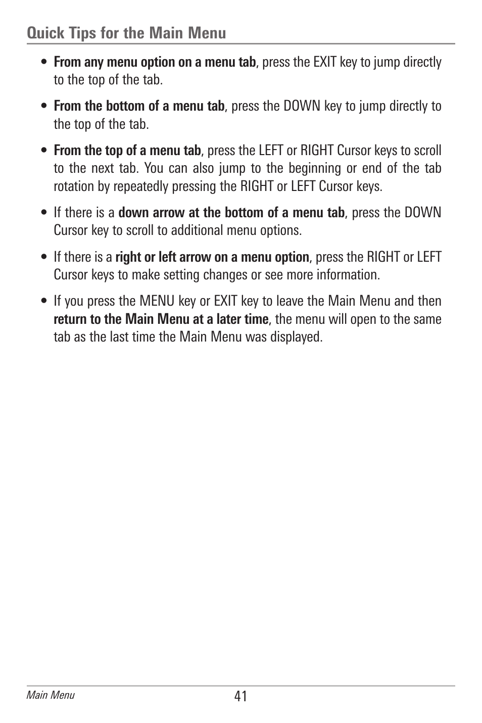 Quick tips for the main menu | Humminbird 596C HD DI User Manual | Page 50 / 96