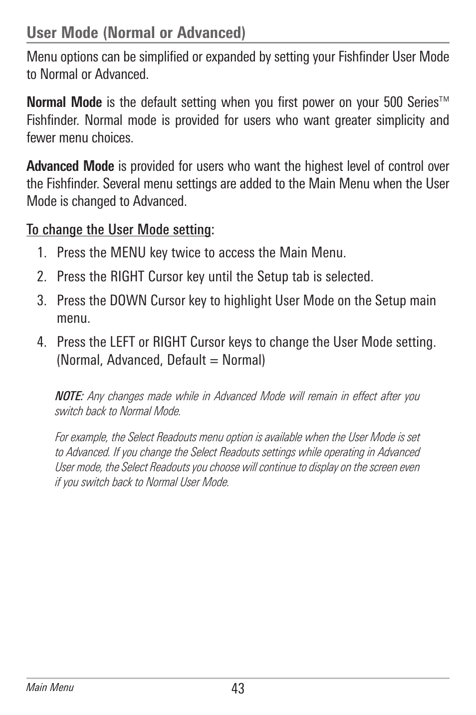 User mode (normal or advanced) | Humminbird 596C HD DI User Manual | Page 52 / 96