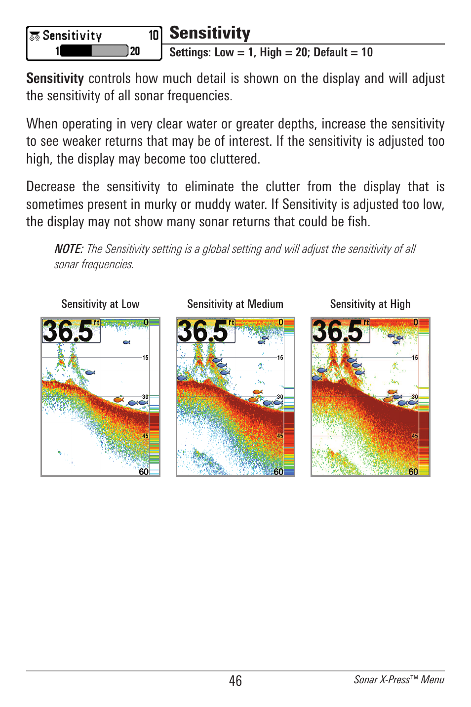 Sensitivity | Humminbird 596C HD DI User Manual | Page 55 / 96