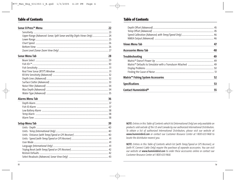 Humminbird Matrix 77c User Manual | Page 3 / 31