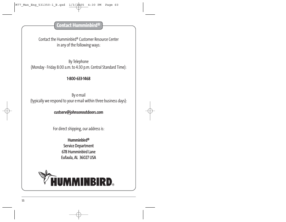 Humminbird Matrix 77c User Manual | Page 31 / 31
