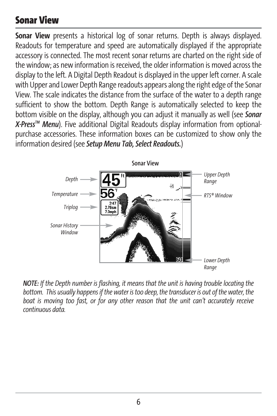 Sonar view | Humminbird 141c User Manual | Page 11 / 66