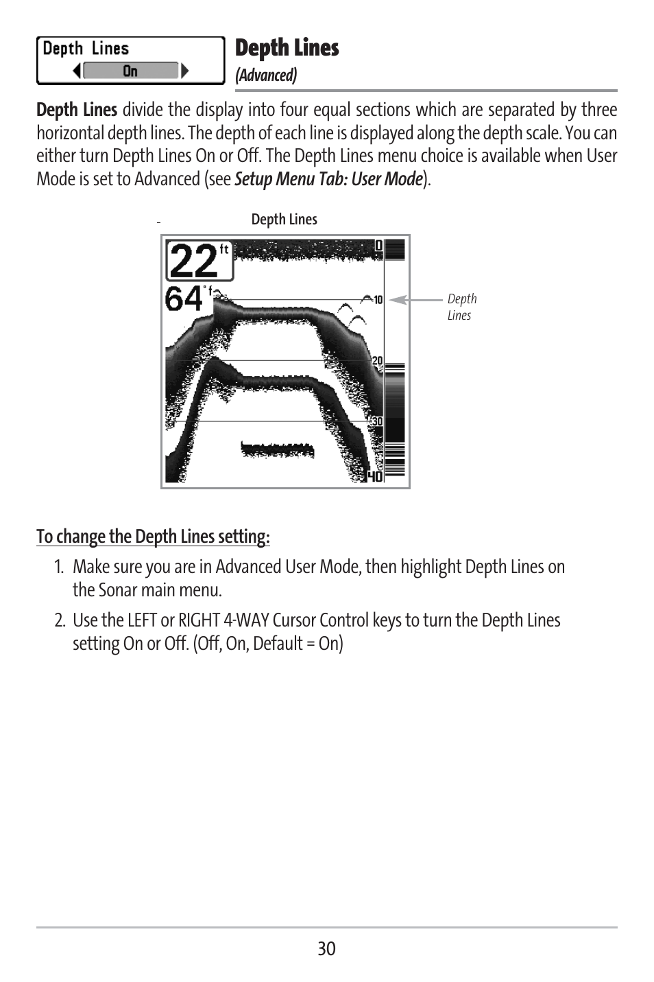 Depth lines | Humminbird 141c User Manual | Page 35 / 66