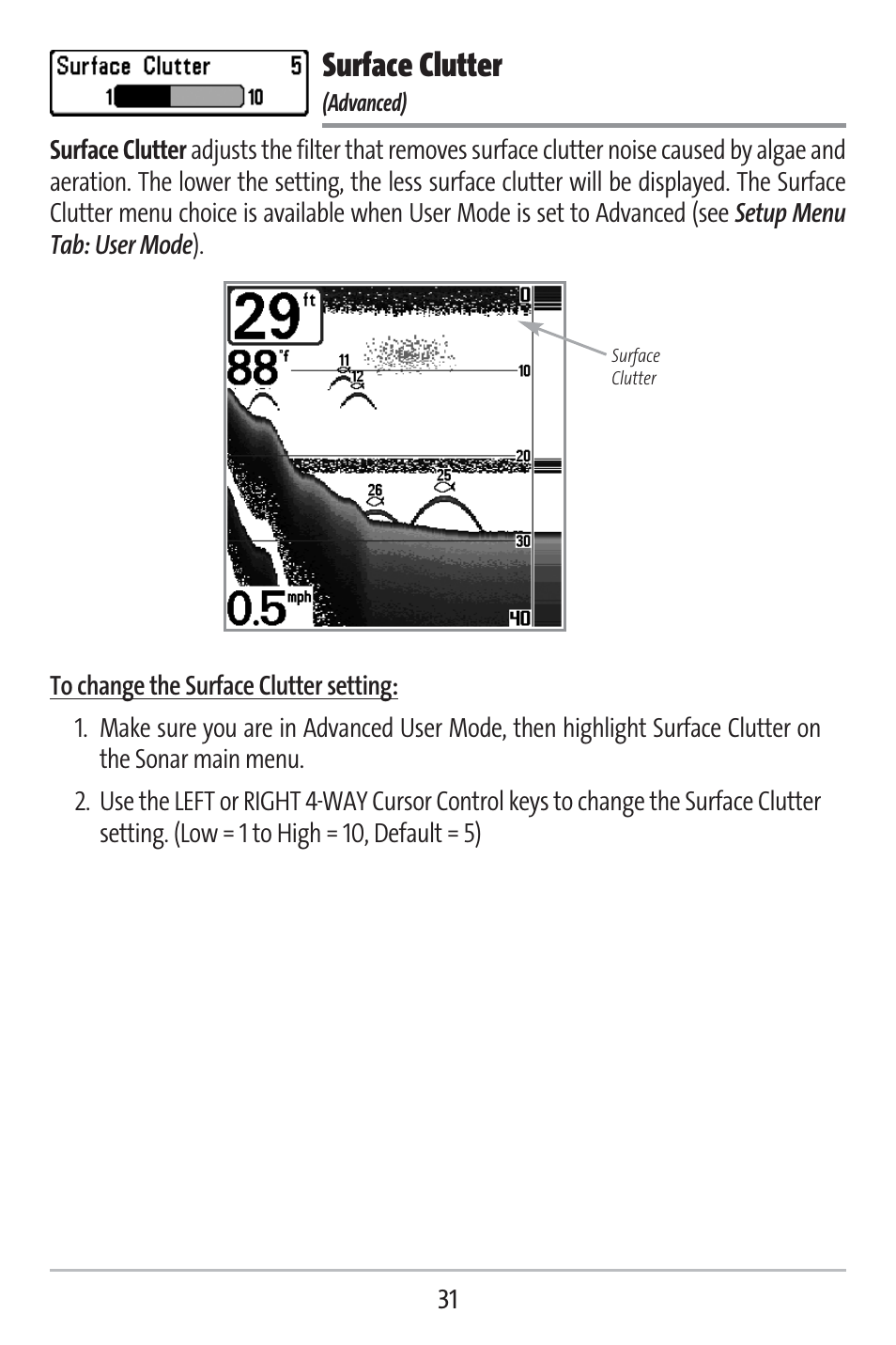 Surface clutter | Humminbird 141c User Manual | Page 36 / 66