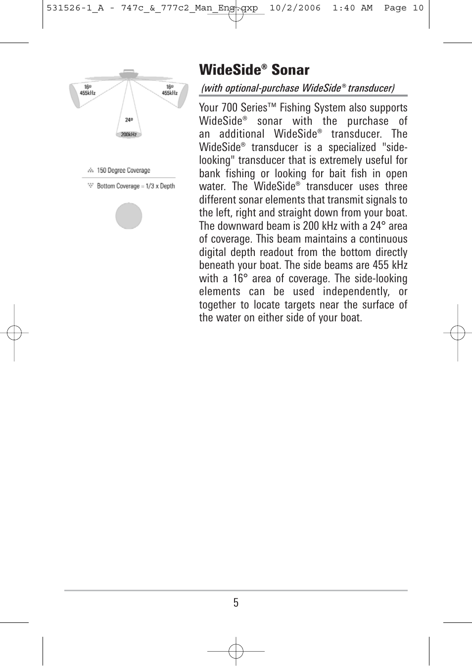 Wideside® sonar | Humminbird 777c2 User Manual | Page 10 / 96