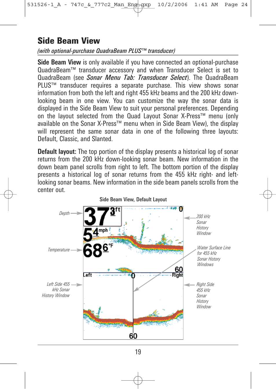 Side beam view | Humminbird 777c2 User Manual | Page 24 / 96