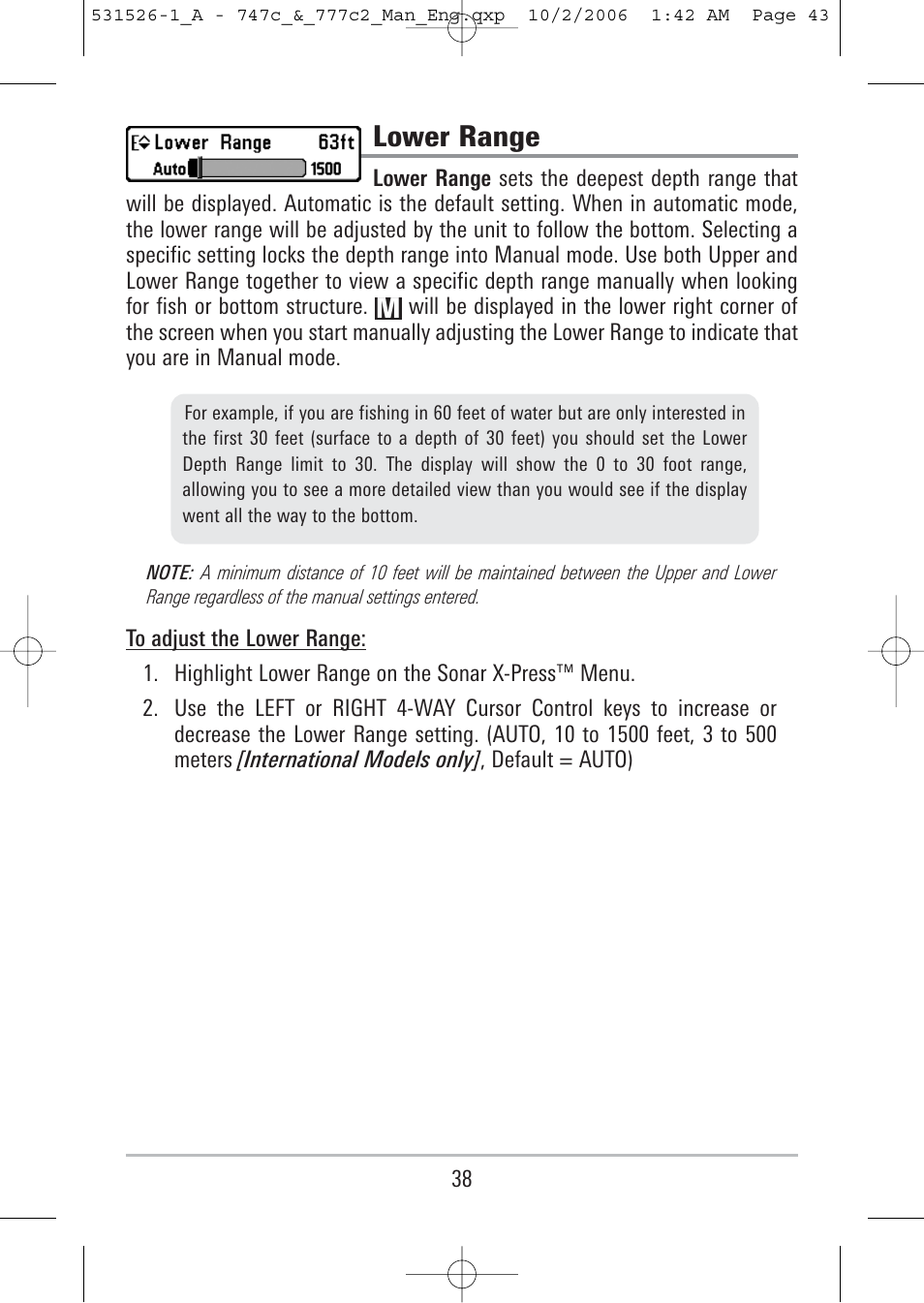 Lower range | Humminbird 777c2 User Manual | Page 43 / 96