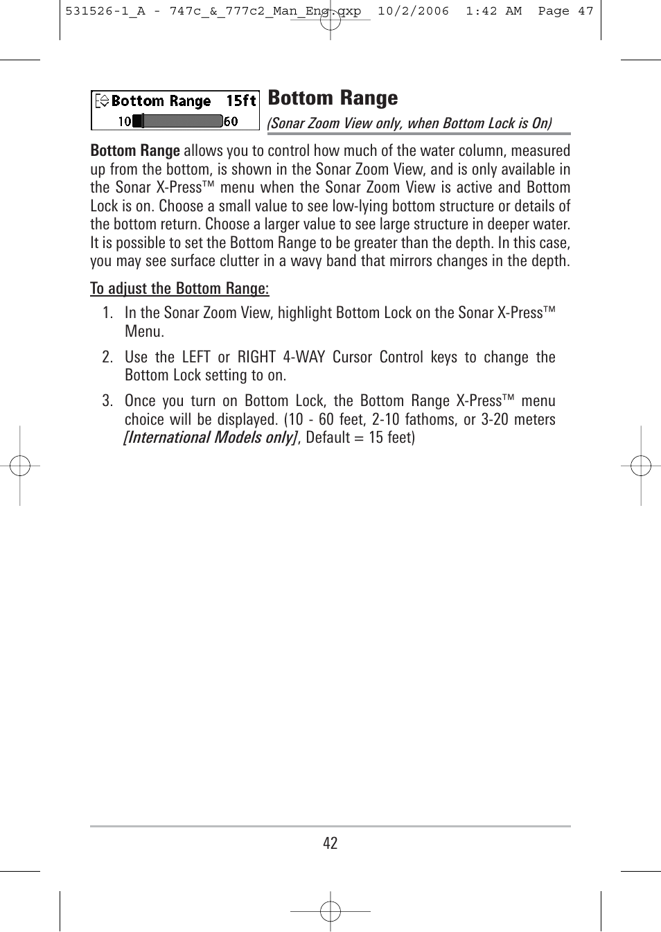 Bottom range | Humminbird 777c2 User Manual | Page 47 / 96