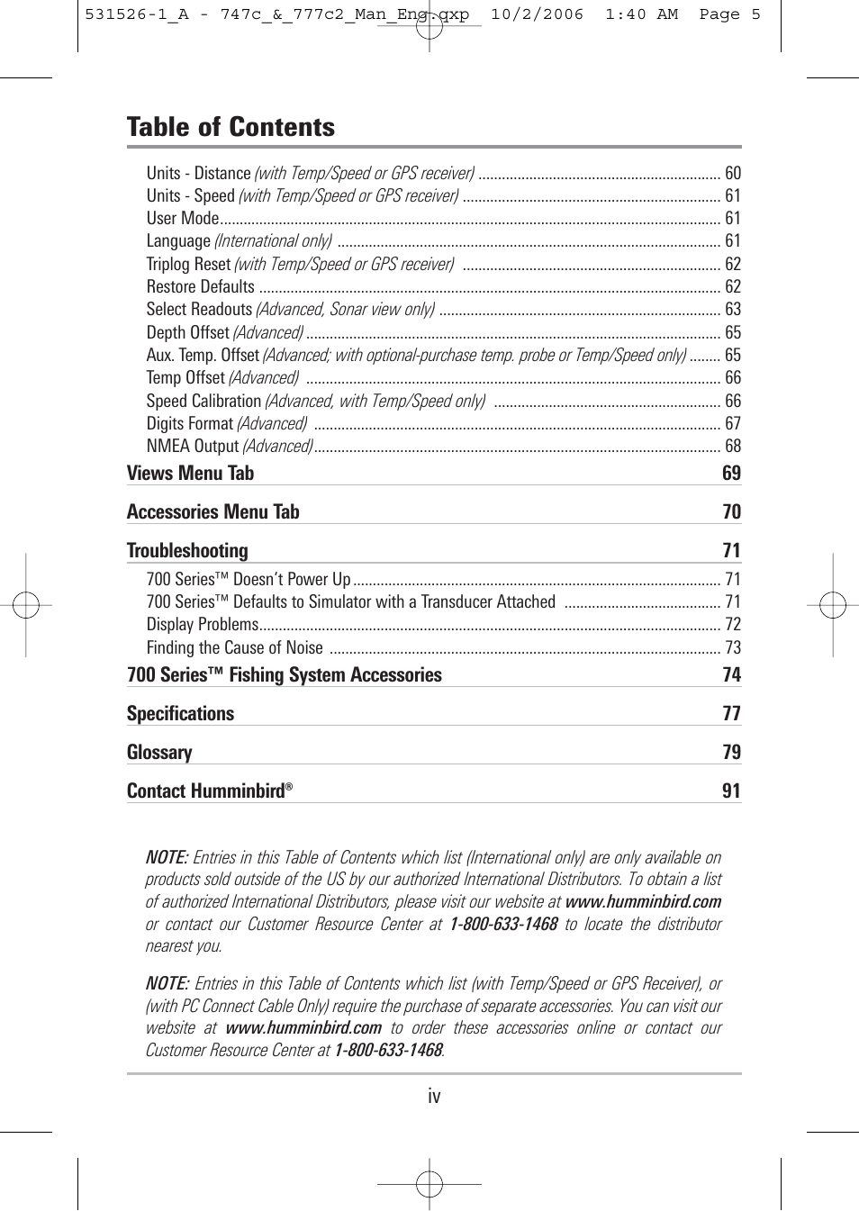 Humminbird 777c2 User Manual | Page 5 / 96