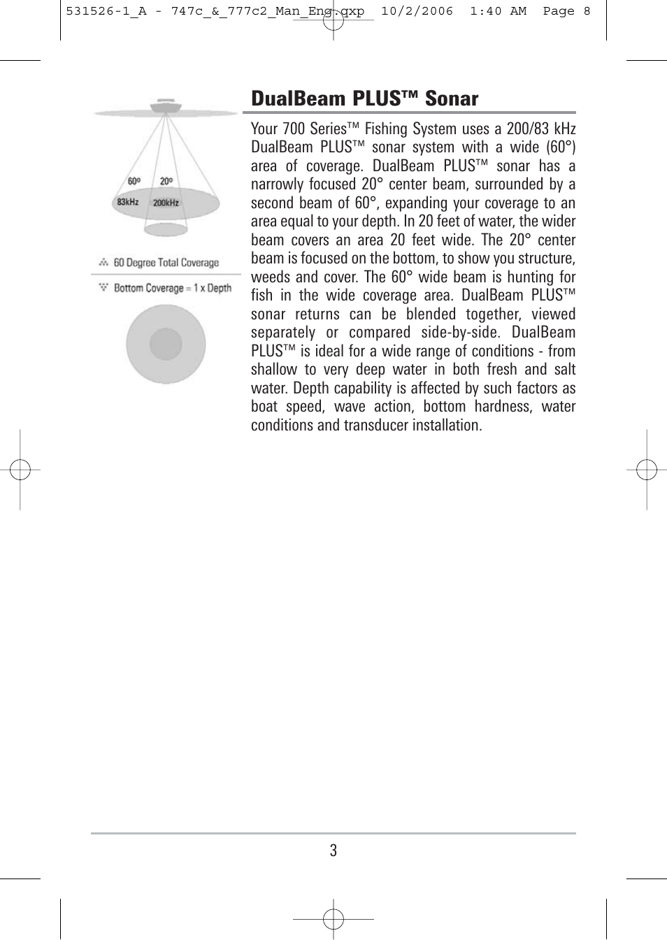 Dualbeam plus™ sonar | Humminbird 777c2 User Manual | Page 8 / 96